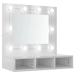 Helloshop26 Armoire à miroir avec led 60 x 31,5 x 62 cm blanc brillant 02_0006657 