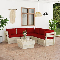 Maison Chic Salon de jardin palette 6 pcs avec coussins - Table et chaises d'extérieur - Mobilier/Meubles de jardin Moderne épicéa imprégné -MN72238