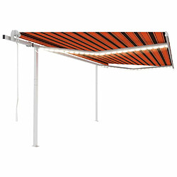 Maison Chic Auvent automatique | Store banne extérieur | Marquise capteur de vent et LED 4,5x3 m Orange marron -MN22453