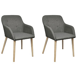 vidaXL Chaises à manger lot de 2 gris clair tissu et chêne massif