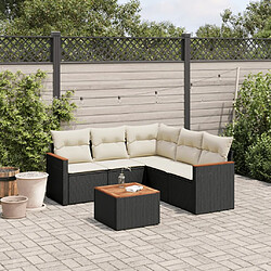 vidaXL Salon de jardin 6 pcs avec coussins noir résine tressée 