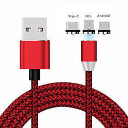 Shop Story Câble de recharge Magnétique Universel pour iPhone IOS - Type C- Android Micro USB - Rouge 