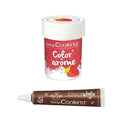 Scrapcooking Colorant alimentaire rose arôme fraise + Stylo chocolat 