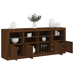 Maison Chic Commode Buffet - Meuble de rangement avec lumières LED chêne marron 163x37x67 cm -GKD57612