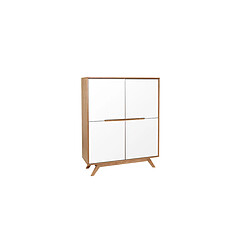 Miliboo Buffet scandinave haut 4 portes bois et blanc HELIA