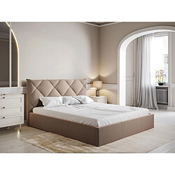 Lit coffre 160 x 200 cm - Velours - Beige + Matelas - STARI de Pascal Morabito 