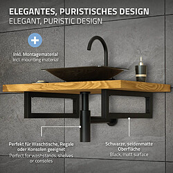 ML-Design Set 2x Consoles Murales, 300x150x30 mm, Noir, Acier, Design Flottant, Support d'Étagère pour Lavabo/Meuble/Table pour Salle de Bain/Chambre à Coucher, Réglable, Matériel de Montage Inclus