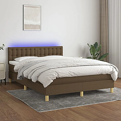 vidaXL Sommier à lattes de lit matelas et LED Marron foncé 140x200 cm 