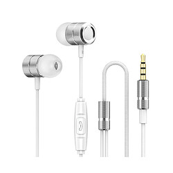 LUUCOZK Écouteurs à réduction de bruit en métal Écouteurs intra-auriculaires filaires en nylon tressé pourSports-Silver 