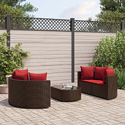 vidaXL Salon de jardin avec coussins 5 pcs marron résine tressée