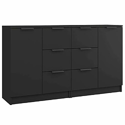 Maison Chic Ensemble de 2 Buffets,commode,console pour rangement Noir 60x30x70 cm Bois d'ingénierie -MN12986