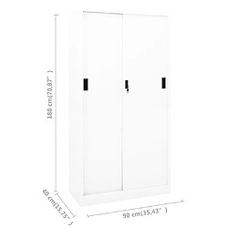 vidaXL Armoire de bureau et porte coulissante Blanc 90x40x180 cm Acier pas cher