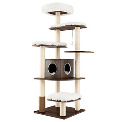 Helloshop26 Arbre à chat avec plateformes et colonnes en sisal griffoir pour chat géant de hauteur 175 cm brun 20_0007658