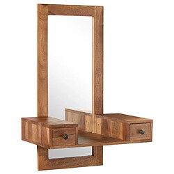 vidaXL Miroir cosmétique avec 2 tiroirs Bois solide de Sesham 