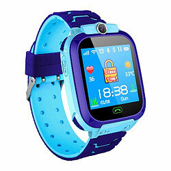 Q12B Montre Intelligente Pour Enfants Silicone Étanche Positionnement Écran Tactile Montre Intelligente Bleu pas cher