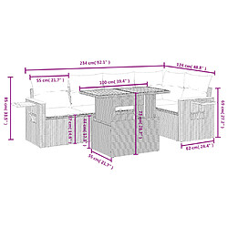 Avis Maison Chic Ensemble Tables et chaises d'extérieur 6pcs avec coussins,Salon de jardin noir résine tressée -GKD948984