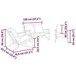 vidaXL Ensemble de meubles de balcon avec coussins 3 pcs noir acier pas cher