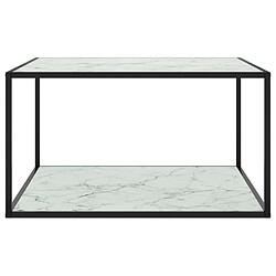 ComfortXL Table Basse Noir Avec Verre Marbre Blanc 90x90x50 Cm