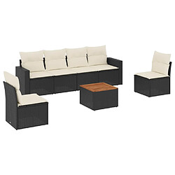 Maison Chic Ensemble Tables et chaises d'extérieur 7pcs avec coussins,Salon de jardin noir résine tressée -GKD131925