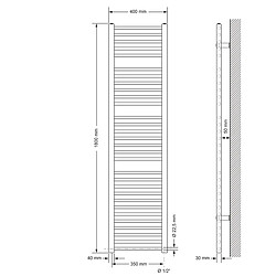 Acheter LuxeBath Radiateur de salle de bain Sahara Raccord latéral sèche-serviettes Blanc 40x180cm