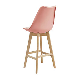 Acheter Helloshop26 Lot de 2 tabourets de bar siège avec dossier et repose-pied hêtre 105 cm rose 03_0002782