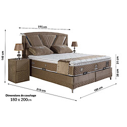 Vivenla Ensemble de lit coffre 180x200 en velours taupe avec un matelas à ressorts ensachés 7 zones de confort de la collection MILANO pas cher