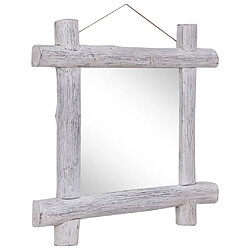 vidaXL Miroir à bûches Blanc 70x70 cm Bois de récupération massif