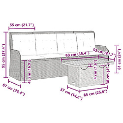 vidaXL Salon de jardin avec coussins 3 pcs beige résine tressée pas cher