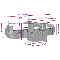 vidaXL Salon de jardin 5 pcs avec coussins noir résine tressée pas cher