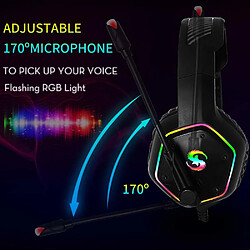 Acheter KUBITE K-15 Gaming Headset 3.5mm + USB Plug Stereo Over-Ear Headset with Slashing RGB Light Adjustable Microphone Volume Control f