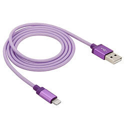 Wewoo Câble Violet pour iPhone X / 8 & 8 Plus / 7 & 7 Plus / 6 & 6s & 6 Plus & 6s Plus / iPad 1m Net Style Haute Qualité Métal Tête Lightning à USB Données / Chargeur Câble,