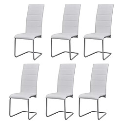 Decoshop26 Lot de 6 chaises de salle à manger cuisine cantilever design classique et moderne synthétique blanc CDS022253 