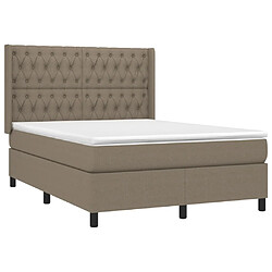 Avis vidaXL Sommier à lattes de lit matelas et LED Taupe 140x190 cm Tissu