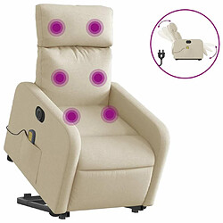 Maison Chic Fauteuil Relax pour salon, Fauteuil inclinable de massage électrique Crème Tissu -GKD76843