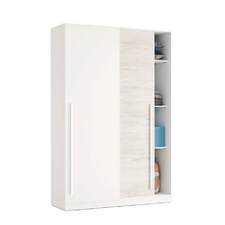 Pegane Armoire avec 2 portes coulissantes coloris blanc artic / blanc poli - Hauteur 200 x Longueur 120 x Profondeur 50 cm 