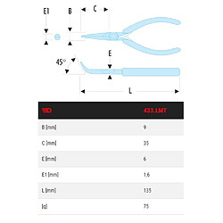 Pince à bec demi-rond coude 45D microtech - FACOM - 433.LMT