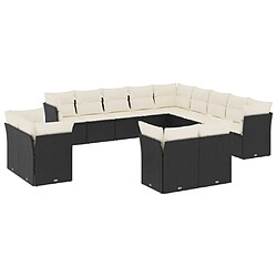 Maison Chic Salon de jardin avec coussins 13 pcs | Ensemble de Table et chaises | Mobilier d'Extérieur noir résine tressée -GKD43331