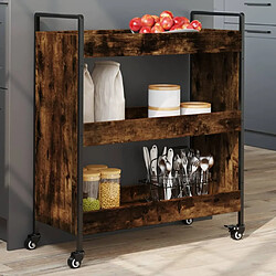 Maison Chic Desserte de cuisine | Chariot de cuisine | Meuble de rangement roulant chêne fumé 70x30x82 cm bois d'ingénierie -GKD48122