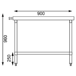 Table Inox Professionnelle Sans Rebords - Gamme 600 - Vogue