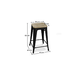 ICONIK INTERIOR Tabouret de bar design industriel - bois et acier - 61cm - Stylix Violet pas cher