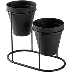 Hanah Home Cache-pots en métal 2 pots Decorative noir. Cache-pots en métal 2 pots Decorative noir