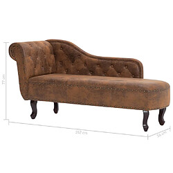 vidaXL Chaise longue Marron Similicuir daim pas cher