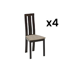 Vente-Unique Lot de 4 chaises DOMINGO - Hêtre massif wengé