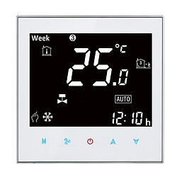 Wewoo Thermomètre blanc Climatiseur central Type LCD tactile numérique 2 tubes Ventilo-convecteur Room Thermostat, Vitesse du ventilateur d'affichage / Horloge / Température / Humidité / Temps / Semaine / Chaleur etc.