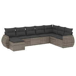 vidaXL Salon de jardin 8 pcs avec coussins gris résine tressée