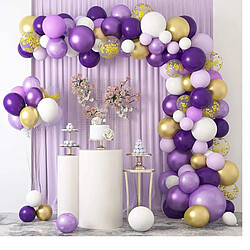 Euro Mega Arche Ballon Violet Or 129pcs Ballon Guirlande Ballons Anniversaire Décoration Fête Mariage