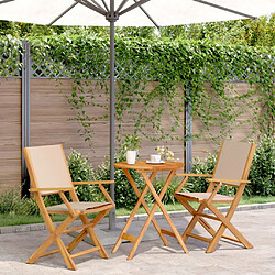 vidaXL Ensemble de bistro 3 pcs beige tissu et bois massif 