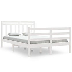 Maison Chic Lit Moderne Chambre - Cadre/structure de lit pour adulte Blanc Bois massif 120x190 cm Petit Double -MN84993