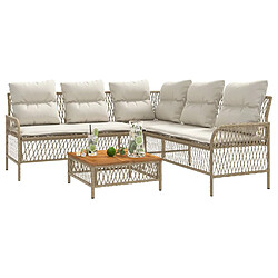 Avis vidaXL Salon de jardin avec coussins 2 pcs beige résine tressée