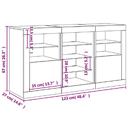 vidaXL Buffet avec lumières LED gris béton 123x37x67 cm pas cher